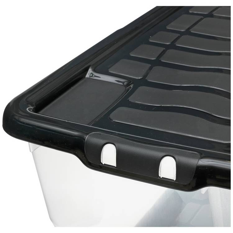 Strata plastic storage boxes 80L 3-pack clear, imported from the UK