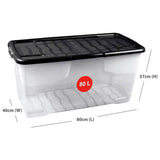 Strata plastic storage boxes 80L 3-pack clear, imported from the UK