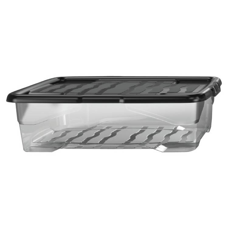 Strata Curve storage boxes 4x30L clear plastic - British product