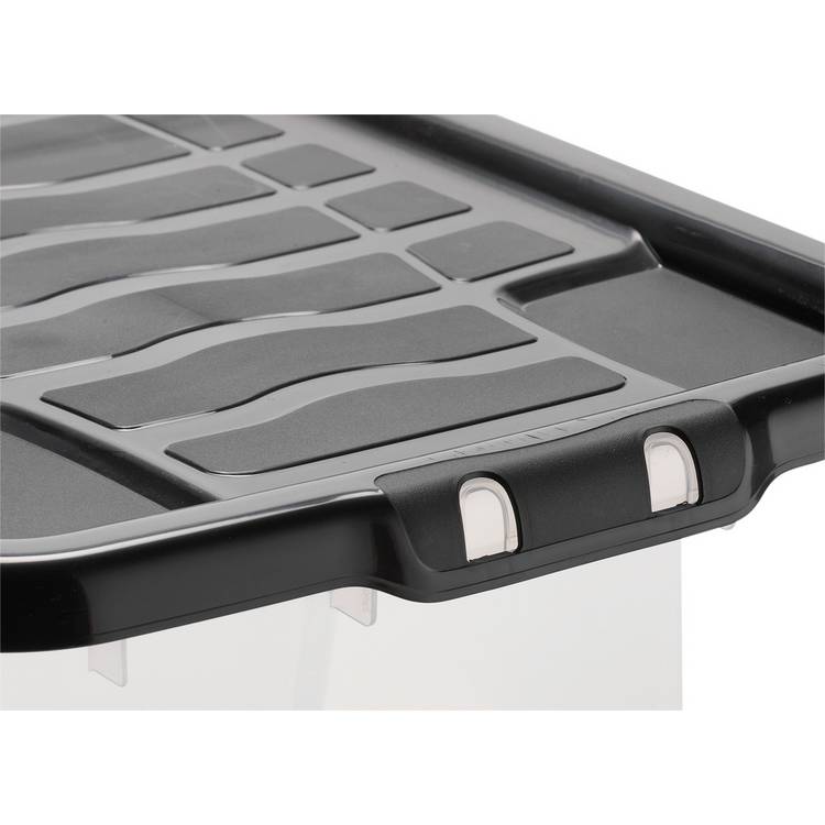 Strata Curve 100L clear plastic storage box with lid, imported from the UK