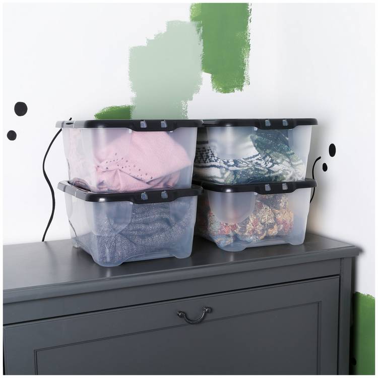 Strata clear plastic storage boxes 10L pack (British brand)