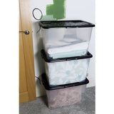 Strata Curve plastic storage boxes 65L with lids, imported from the UK