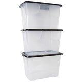 Strata Curve plastic storage boxes 65L with lids, imported from the UK