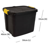 Strata 42L heavy duty plastic storage box black (British brand)