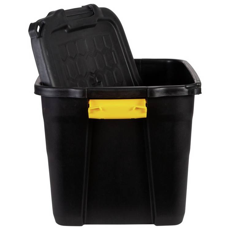 Strata 42L heavy duty plastic storage box black (British brand)
