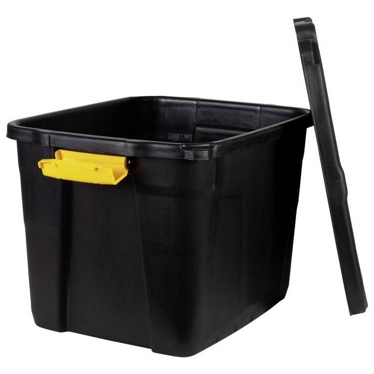 Strata 42L heavy duty plastic storage box black (British brand)