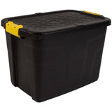 Strata 60L heavy duty plastic storage box black, UK version