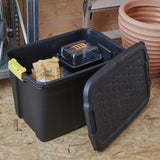 Strata 60L heavy duty plastic storage box black, UK version