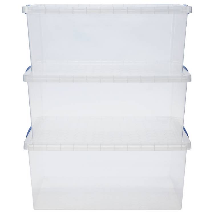 Really Useful clear plastic storage boxes 62L, UK version