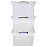 Really Useful clear plastic storage boxes 62L, UK version