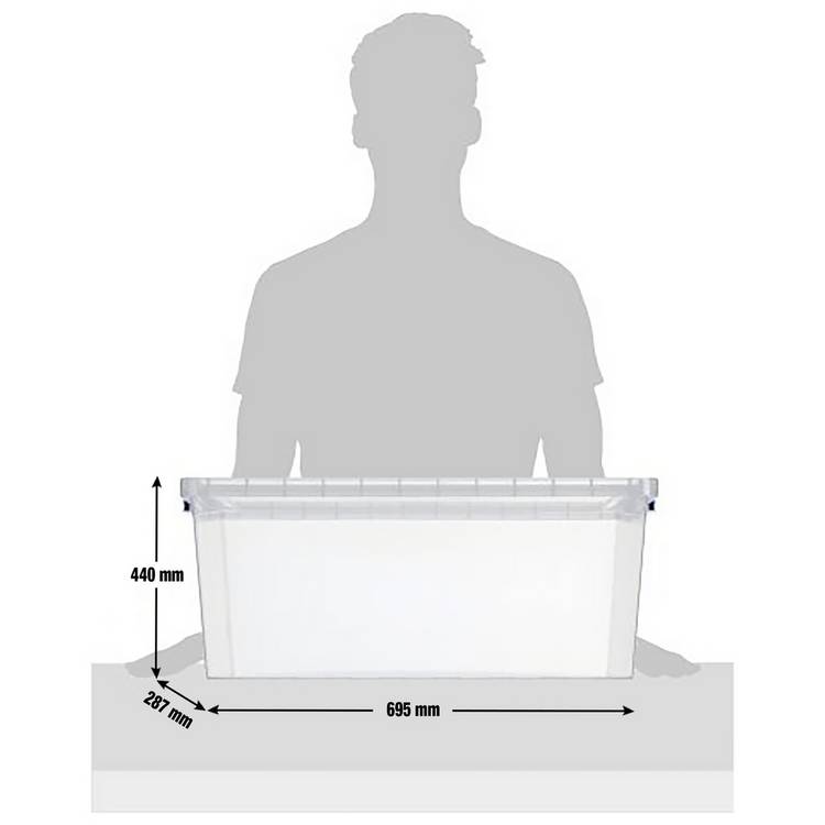 Really Useful clear plastic storage boxes 62L, UK version