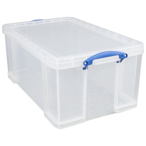 Really Useful plastic storage box clear 64L - British product