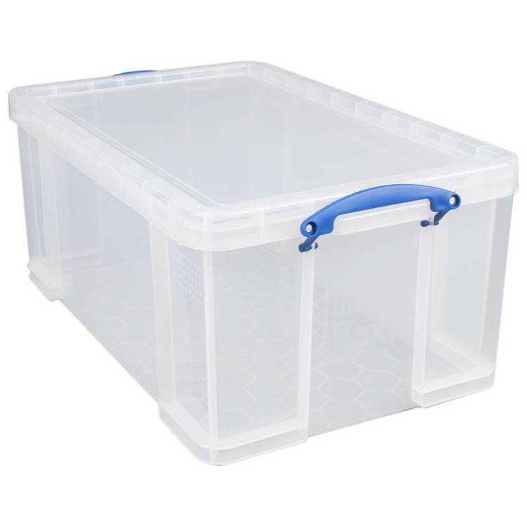 Really Useful plastic storage box clear 64L - British product