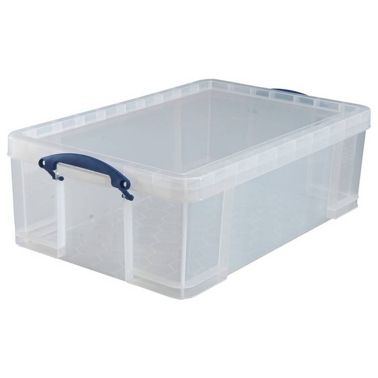 Really Useful clear plastic storage box 50L, imported from the UK