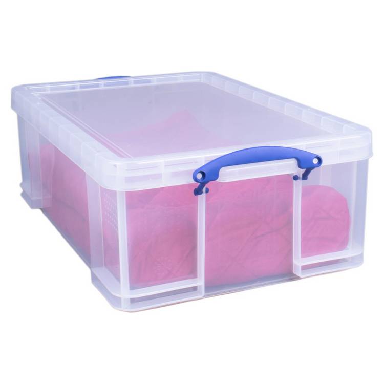 Really Useful clear plastic storage box 50L, imported from the UK