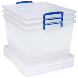 Really Useful 33.5L clear storage boxes pack of 3 - British product