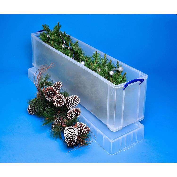 Really Useful clear 77L Christmas tree storage box - British product