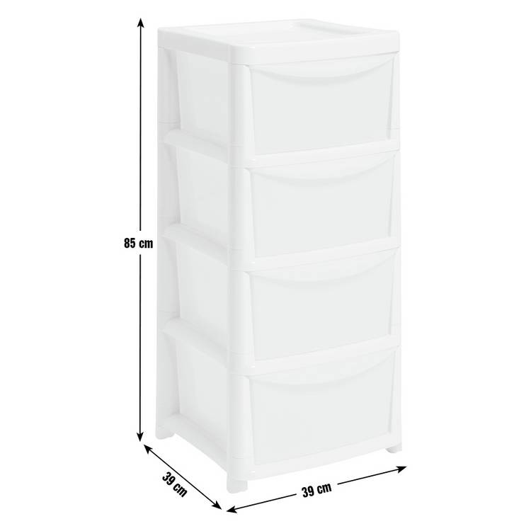 Argos Home 4 drawer plastic storage tower white (British brand)
