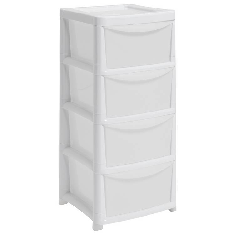 Argos Home 4 drawer plastic storage tower white (British brand)