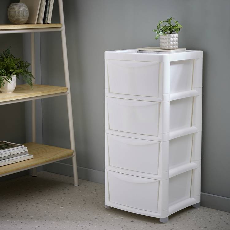 Argos Home 4 drawer plastic storage tower white (British brand)