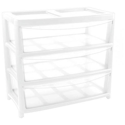 Argos Argos Home Extra Wide 3 Drawer Plastic Storage Drawers - White 120L- Buy online at McGrocer