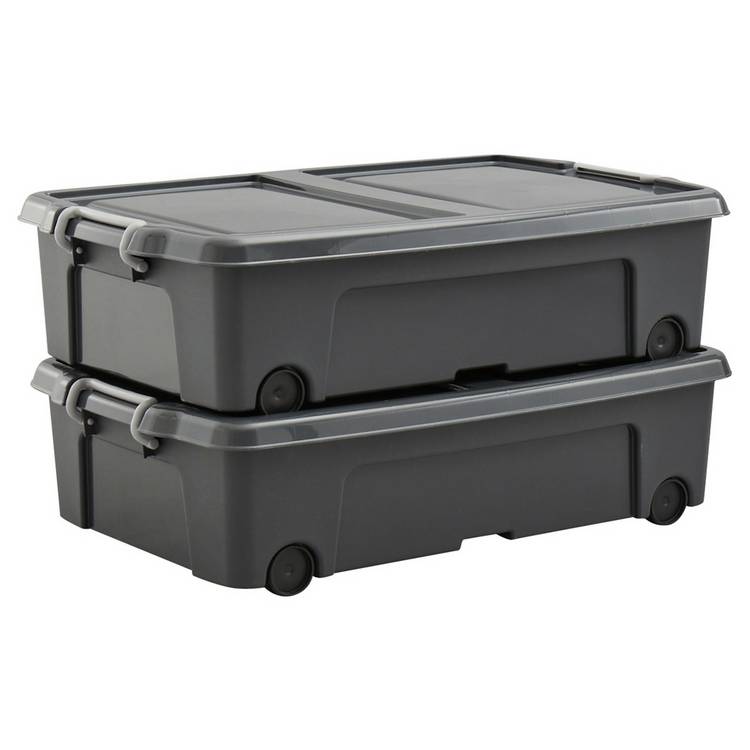 Strata wheeled underbed storage box 35L recycled plastic, UK version