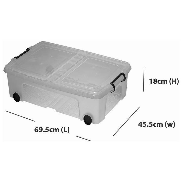 Strata wheeled underbed storage box 35L recycled plastic, UK version