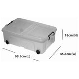 Strata wheeled underbed storage box 35L recycled plastic, UK version