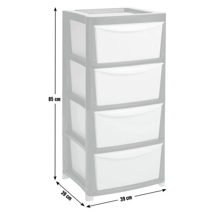 Argos Home plastic storage tower black 4 drawer - British product