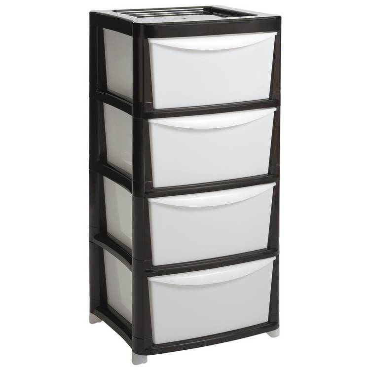 Argos Home plastic storage tower black 4 drawer - British product