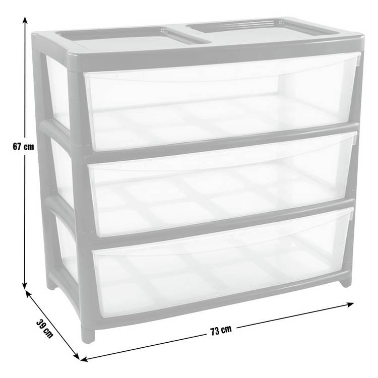 Argos Home 3 drawer gloss plastic storage unit - British product