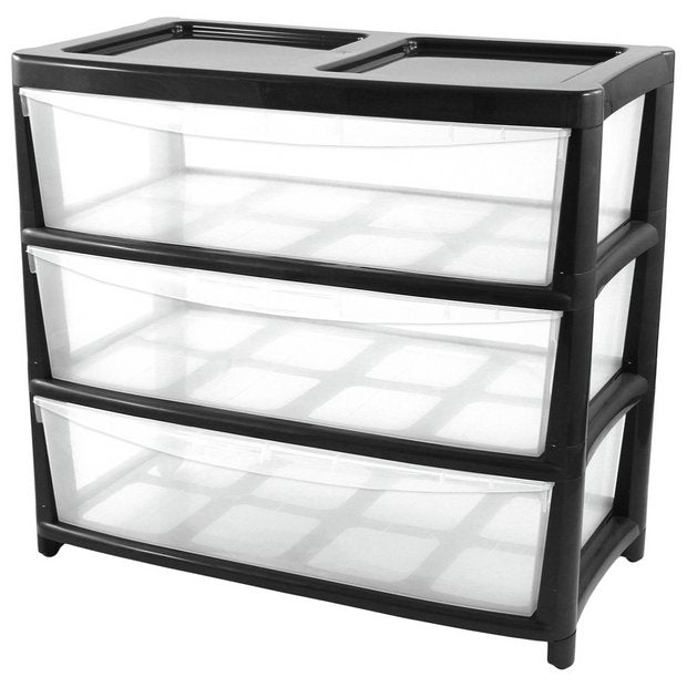 Argos Home 3 drawer gloss plastic storage unit - British product