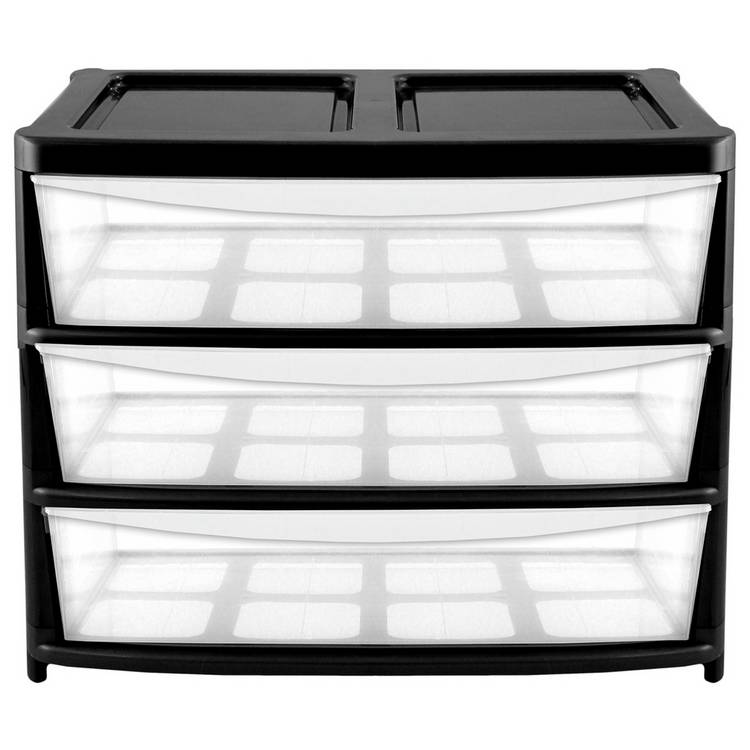 Argos Home 3 drawer gloss plastic storage unit - British product