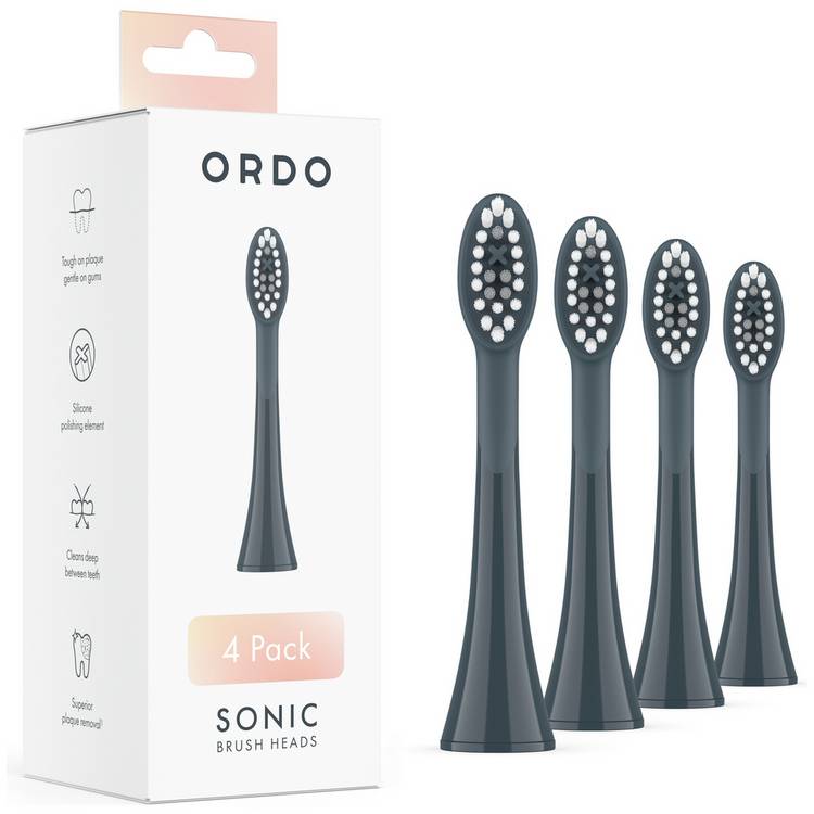 Ordo electric brush heads charcoal grey 4 pack - British product