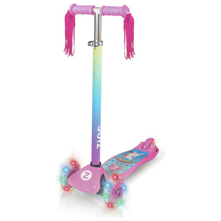 Zinc Safari Unicorn Light Up 3 Wheel Scooter - British product