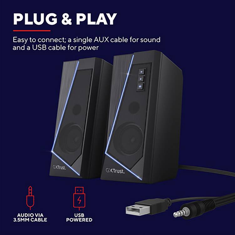 Trust Zoxa GXT609 PC speaker set in black (British brand)