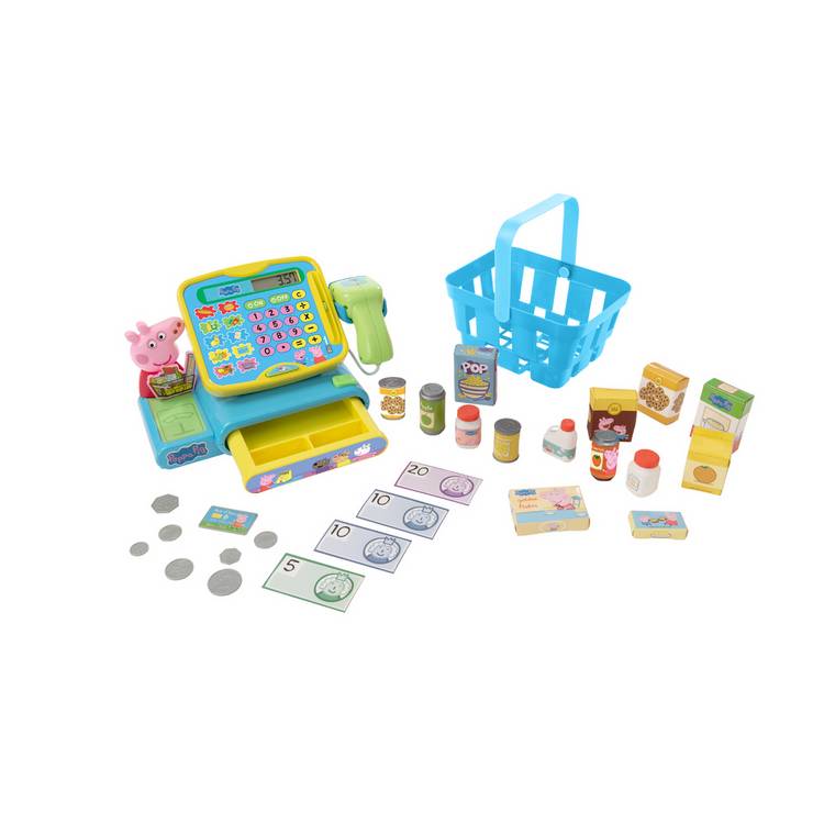 Peppa Pig cash register and basket shopping set (British brand)