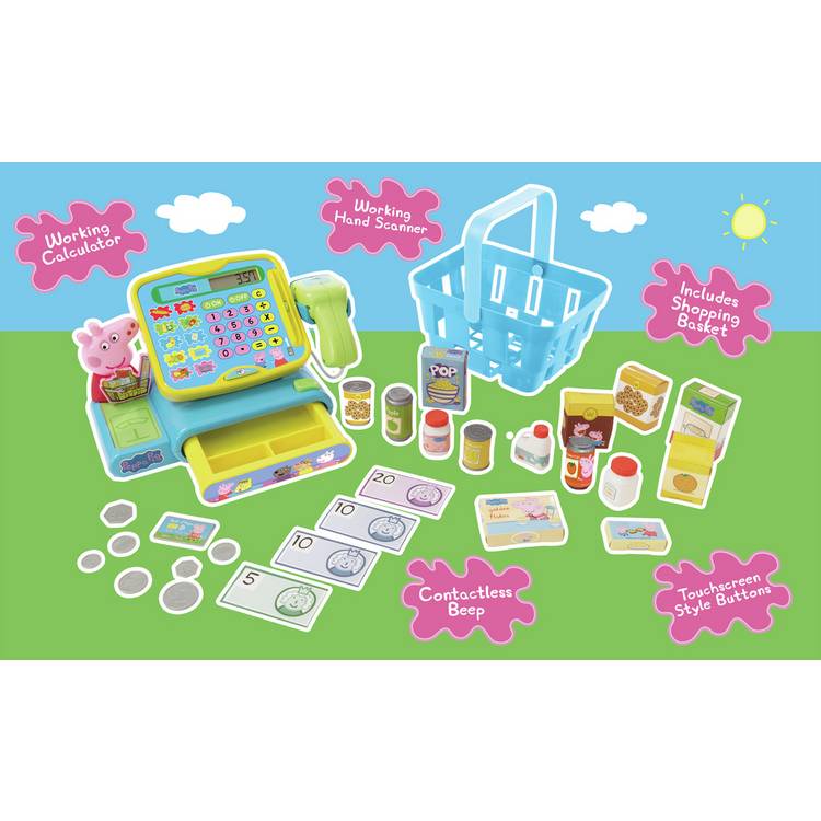 Peppa Pig cash register and basket shopping set (British brand)