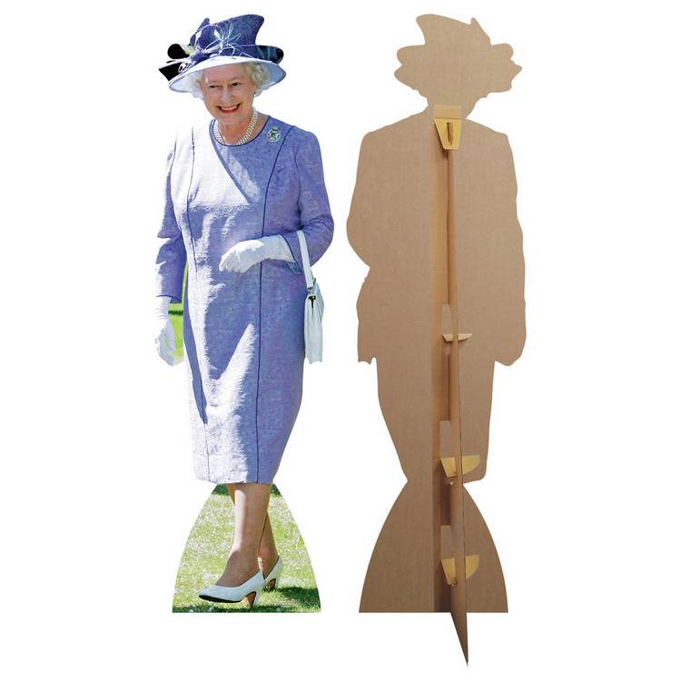 Star Cutouts life-size Queen Elizabeth 2 lilac cardboard cutout (British brand)