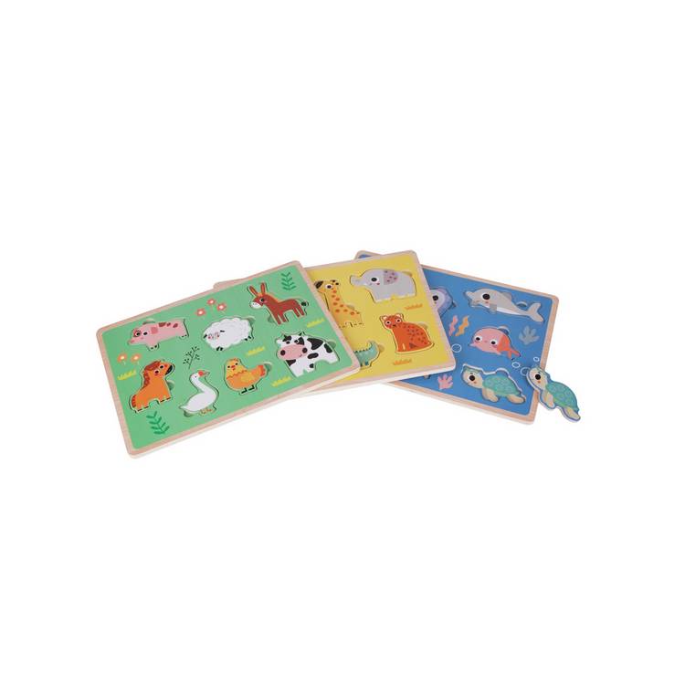 Chad Valley wooden puzzles 3 pack for toddlers, imported from the UK