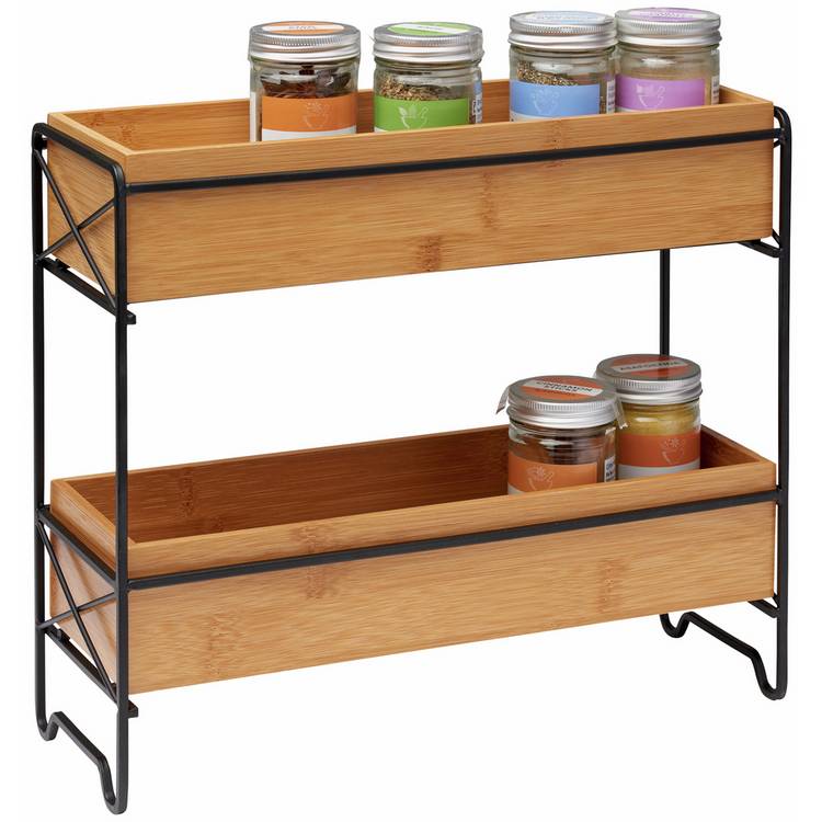 Habitat bamboo wood spice rack, compact kitchen storage - British product