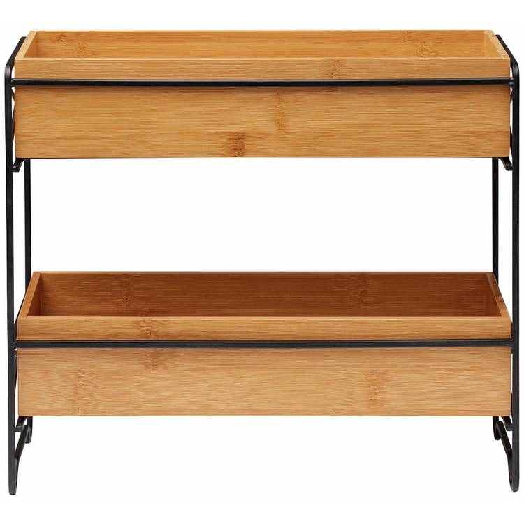 Habitat bamboo wood spice rack, compact kitchen storage - British product