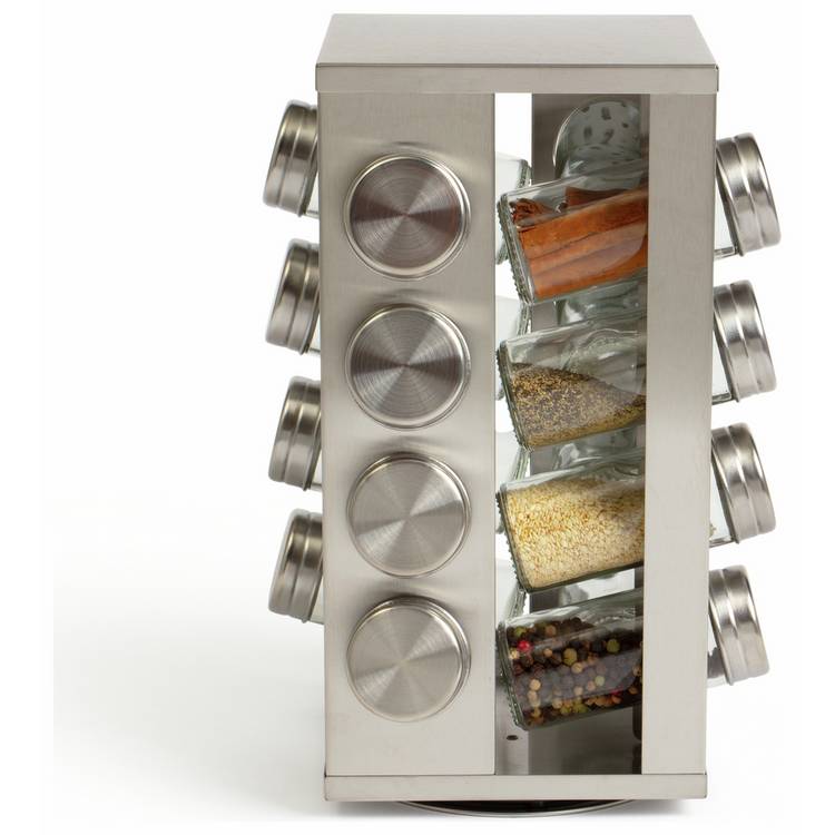 Habitat stainless steel revolving spice rack with 16 jars, UK version
