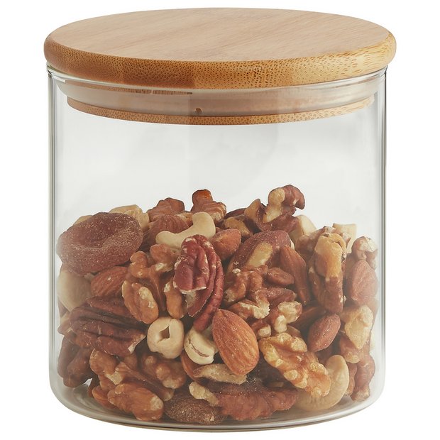 Habitat 660ml glass jar with bamboo lid (British brand)