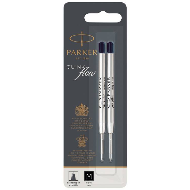 Parker black ball pen refill pack of 2 (British brand)