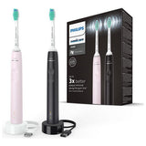 Philips Sonicare 3100 electric toothbrush dual pack black pink, UK version