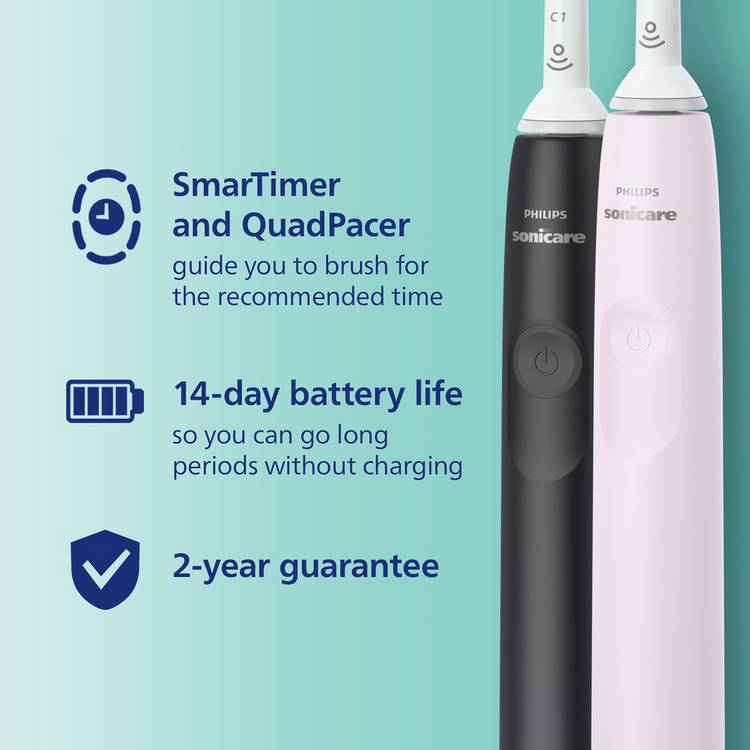 Philips Sonicare 3100 electric toothbrush dual pack black pink, UK version