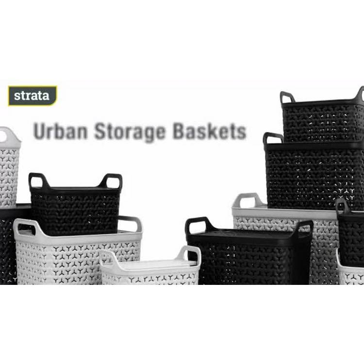 Strata storage baskets shallow with lids 3x12L, imported from the UK