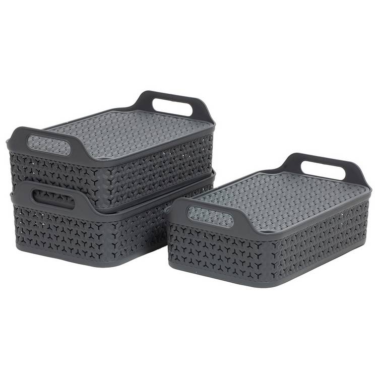 Strata storage baskets shallow with lids 3x12L, imported from the UK