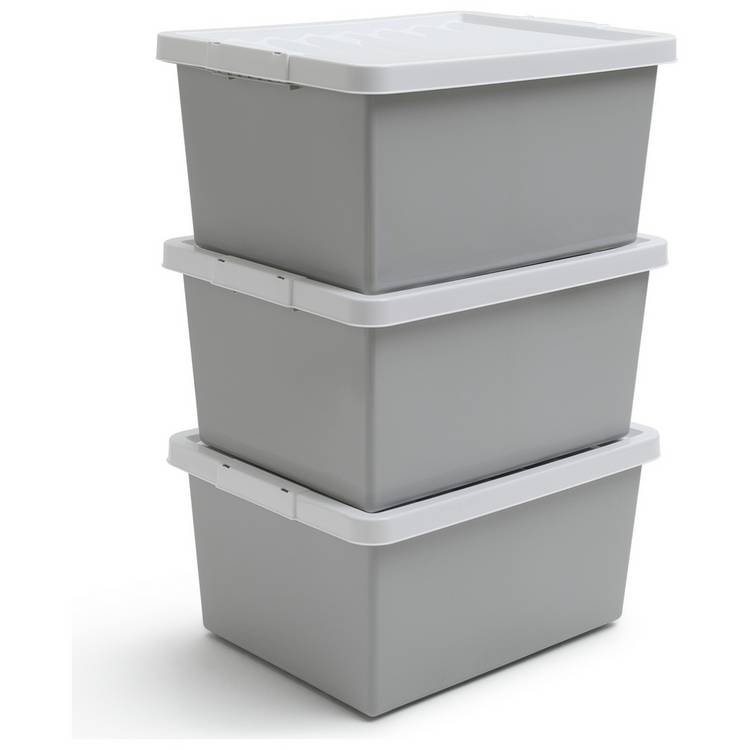 Argos Home storage boxes set of three light grey - British product